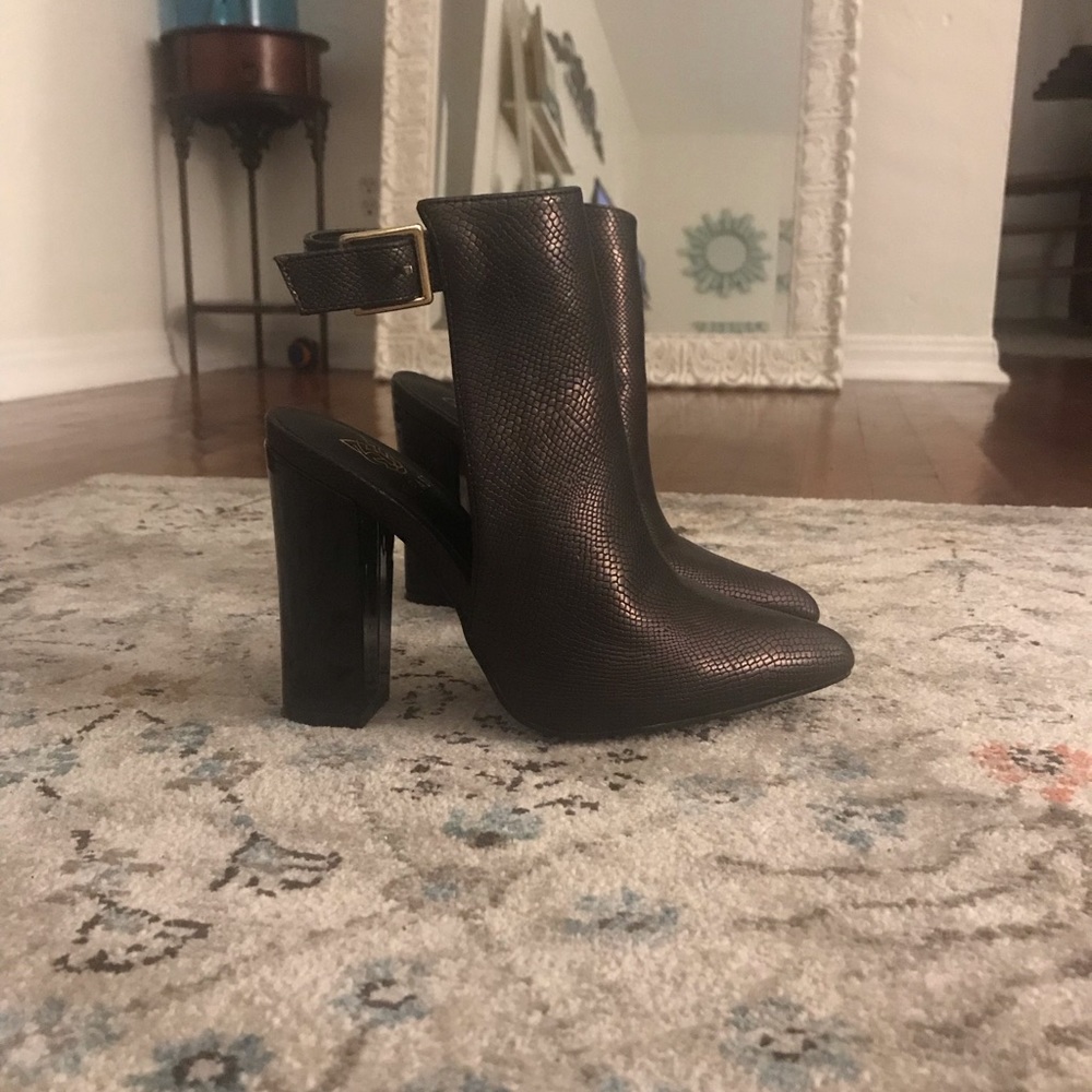 Snakeskin booties